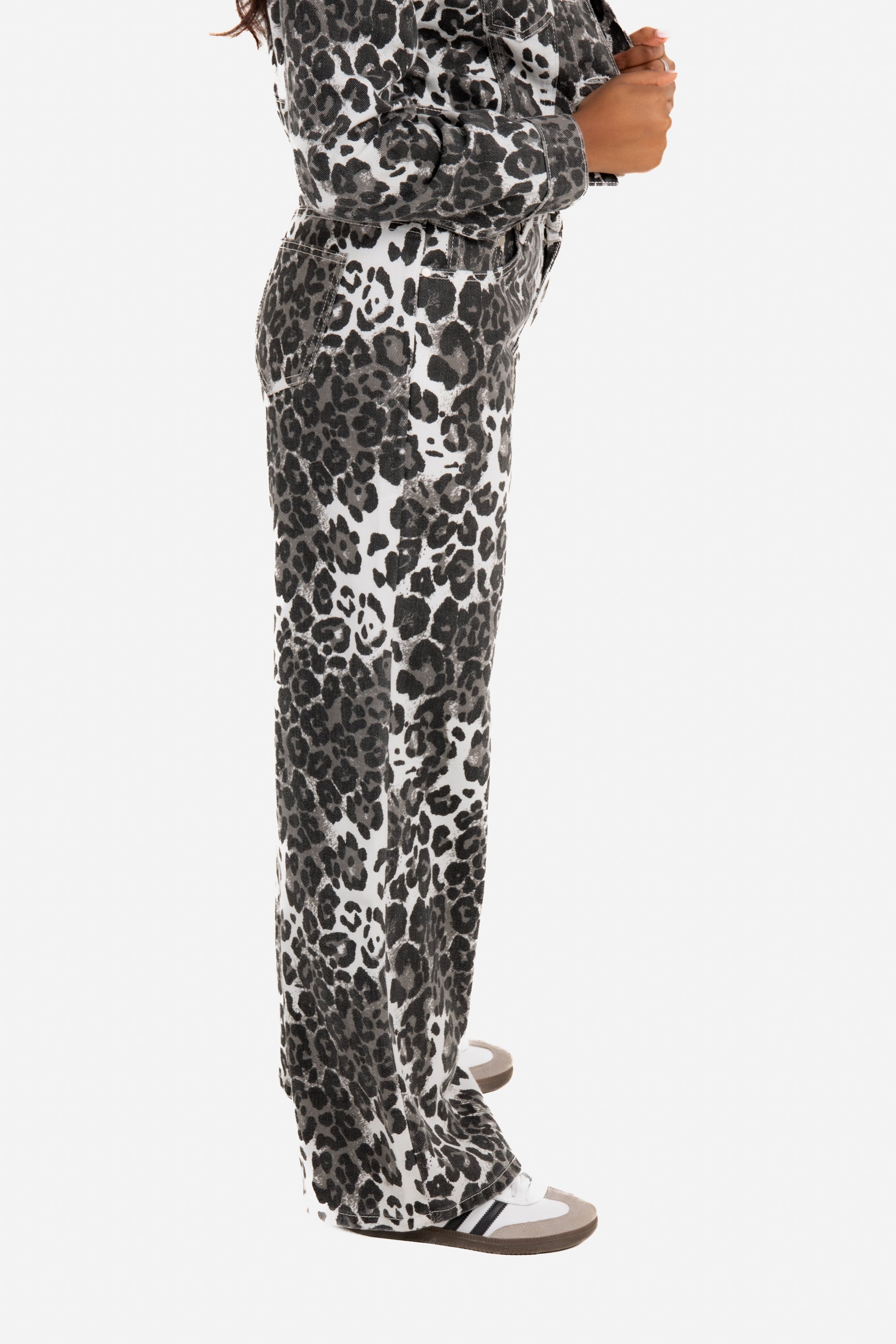Leopard Print Wide Leg Jeans
