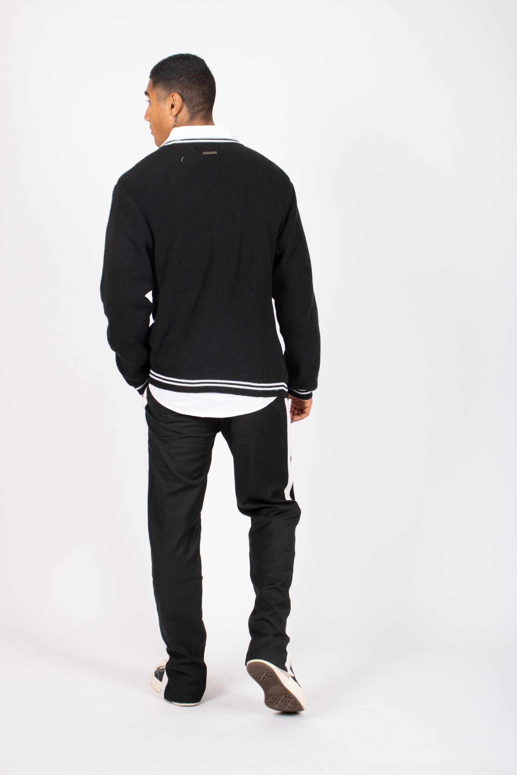 Varsity Knitted Cardigan In Black