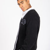 Varsity Knitted Cardigan In Black