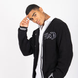 Varsity Knitted Cardigan In Black