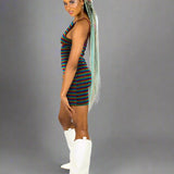 Rainbow Mesh 90s Style Mini Dress