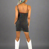 Rainbow Mesh 90s Style Mini Dress