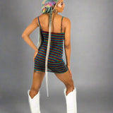 Rainbow Mesh 90s Style Mini Dress