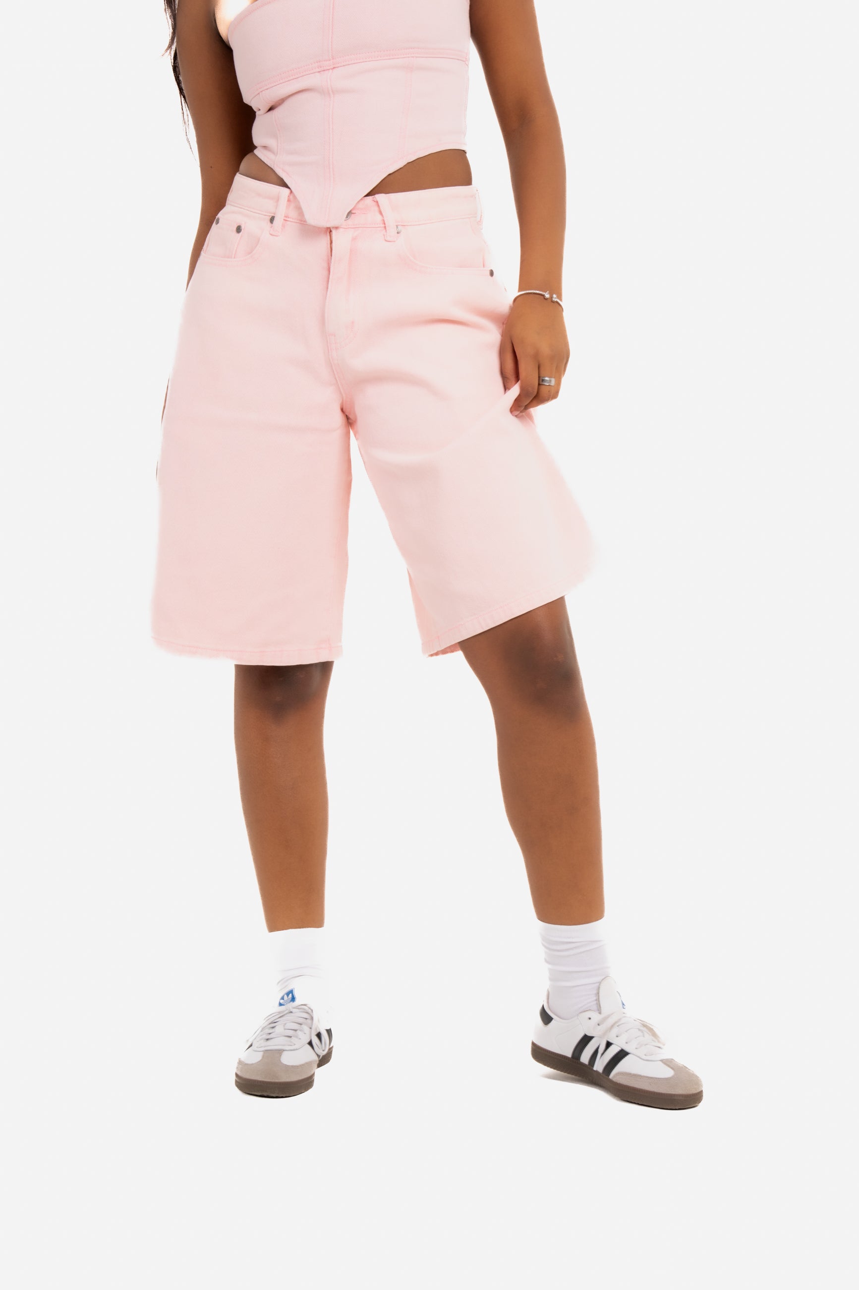 Boyfriend Skater Pink Denim Shorts