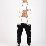 Varsity Knitted Cardigan in Off White