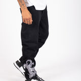 Dragon Embroidered Straight Leg Jeans