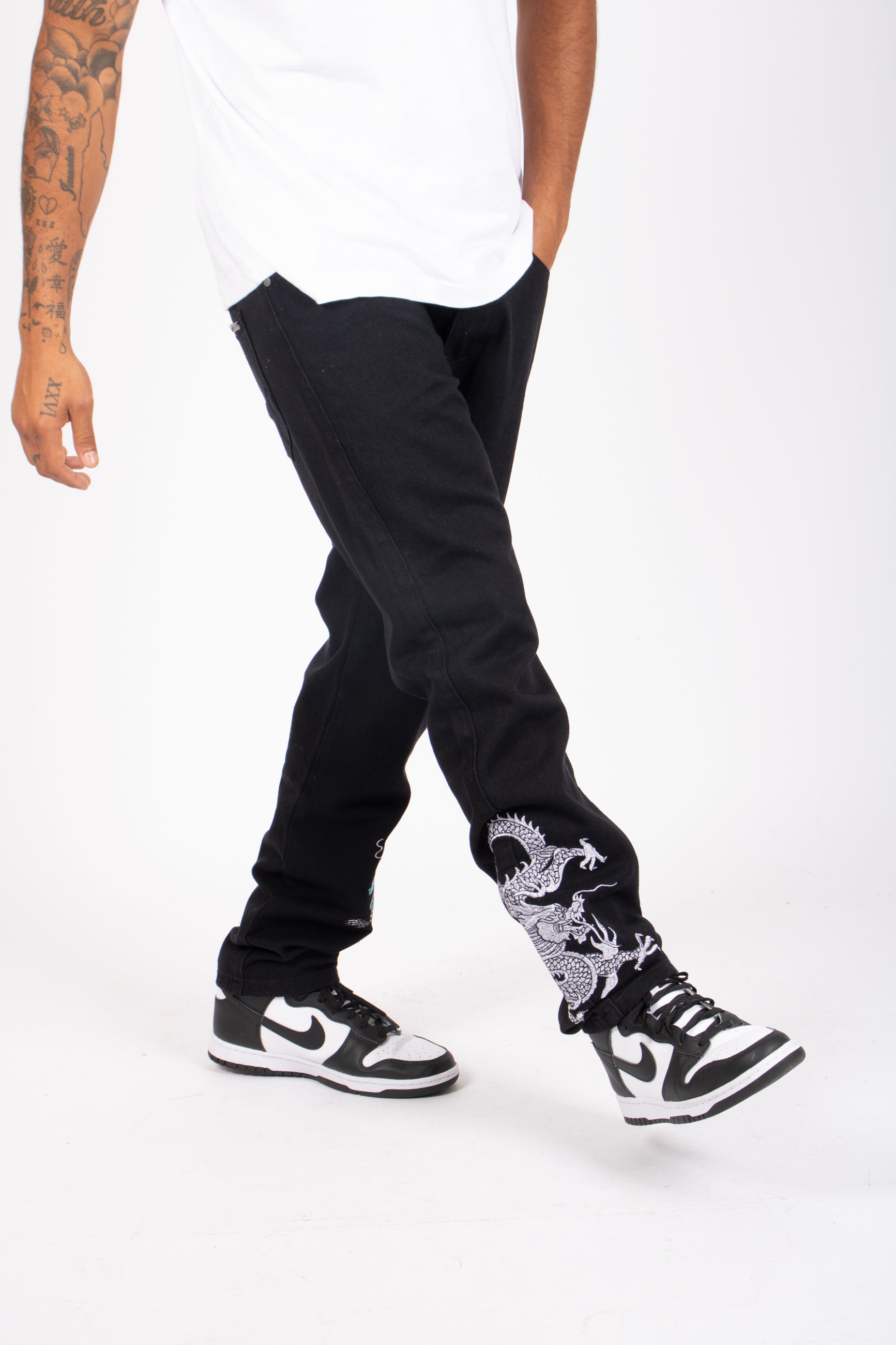 LNP Official | Dragon Embroidered Straight Leg Jeans