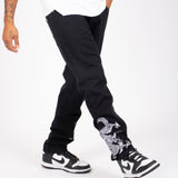 Dragon Embroidered Straight Leg Jeans