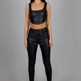 Faux Black Leather Skinny Trouser