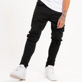 Logan Stretch Skinny Fit Jeans With Rips In Black