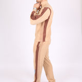 Beige Polar 1/4 Zip Sweater With Sports Stripe