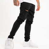 Logan Stretch Skinny Fit Jeans With Rips In Black