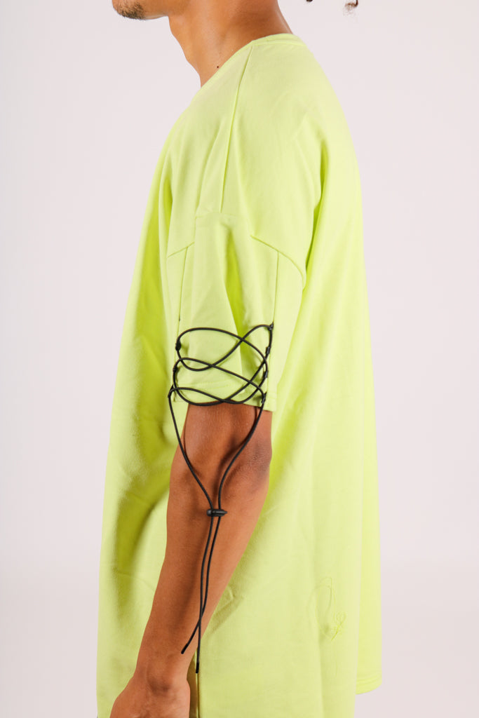 Oversized Lime T-Shirt With String Detailing