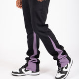 Slim stacked flare  Spliced Jean in Black and Lilac