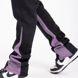 Slim stacked flare  Spliced Jean in Black and Lilac