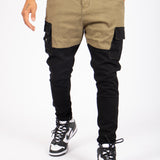 Faro Black & Khaki Contrast Relaxed Denim Jogger