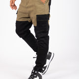 Faro Black & Khaki Contrast Relaxed Denim Jogger