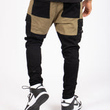 Faro Black & Khaki Contrast Relaxed Denim Jogger