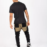 Faro Black & Khaki Contrast Relaxed Denim Jogger