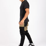 Faro Black & Khaki Contrast Relaxed Denim Jogger