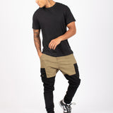 Faro Black & Khaki Contrast Relaxed Denim Jogger