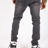 Logan Washed Charcoal Skinny Fit Jeans with Rips