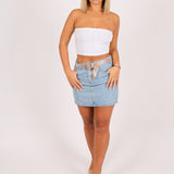 Glitzy Denim Mini Skirt With Diamante Belt