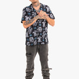 All-Over Dragon Print Short Sleeve Black Shirt