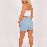 Glitzy Denim Mini Skirt With Diamante Belt