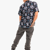 All-Over Dragon Print Short Sleeve Black Shirt