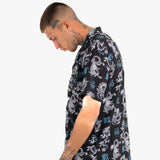 All-Over Dragon Print Short Sleeve Black Shirt