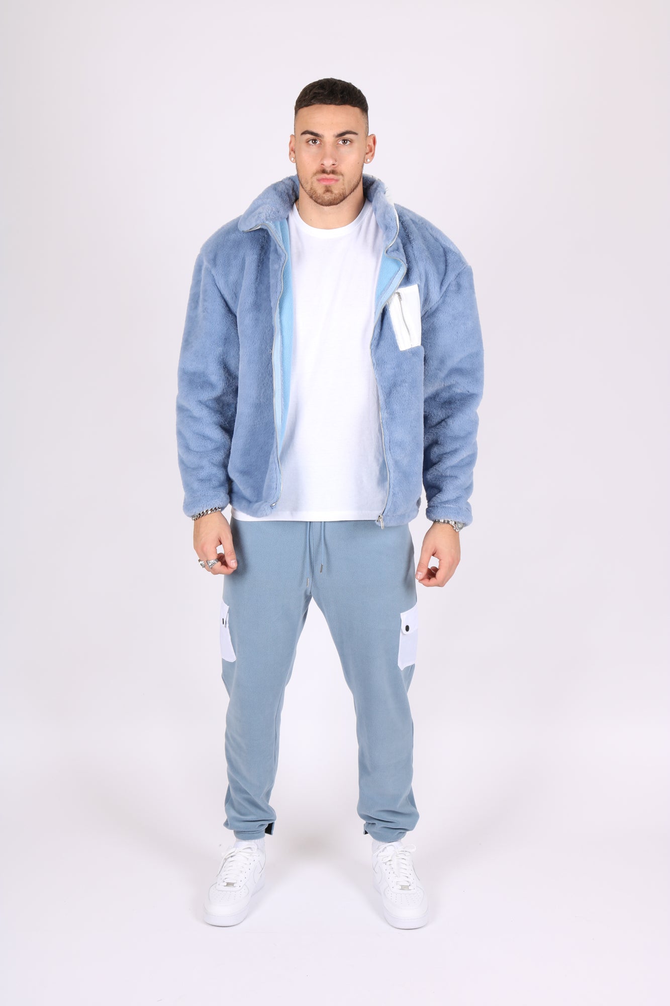 Baby Blue Utility Cargo Polar Fleece Joggers