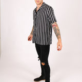 Revere Shirt Black White Fine Pin Stripe Oversized Relaxed Shirt