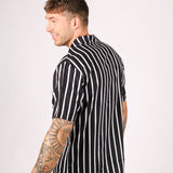 Revere Shirt Black White Fine Pin Stripe Oversized Relaxed Shirt