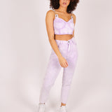 Outta Limit Denim Crop Top In Lilac Acid Wash