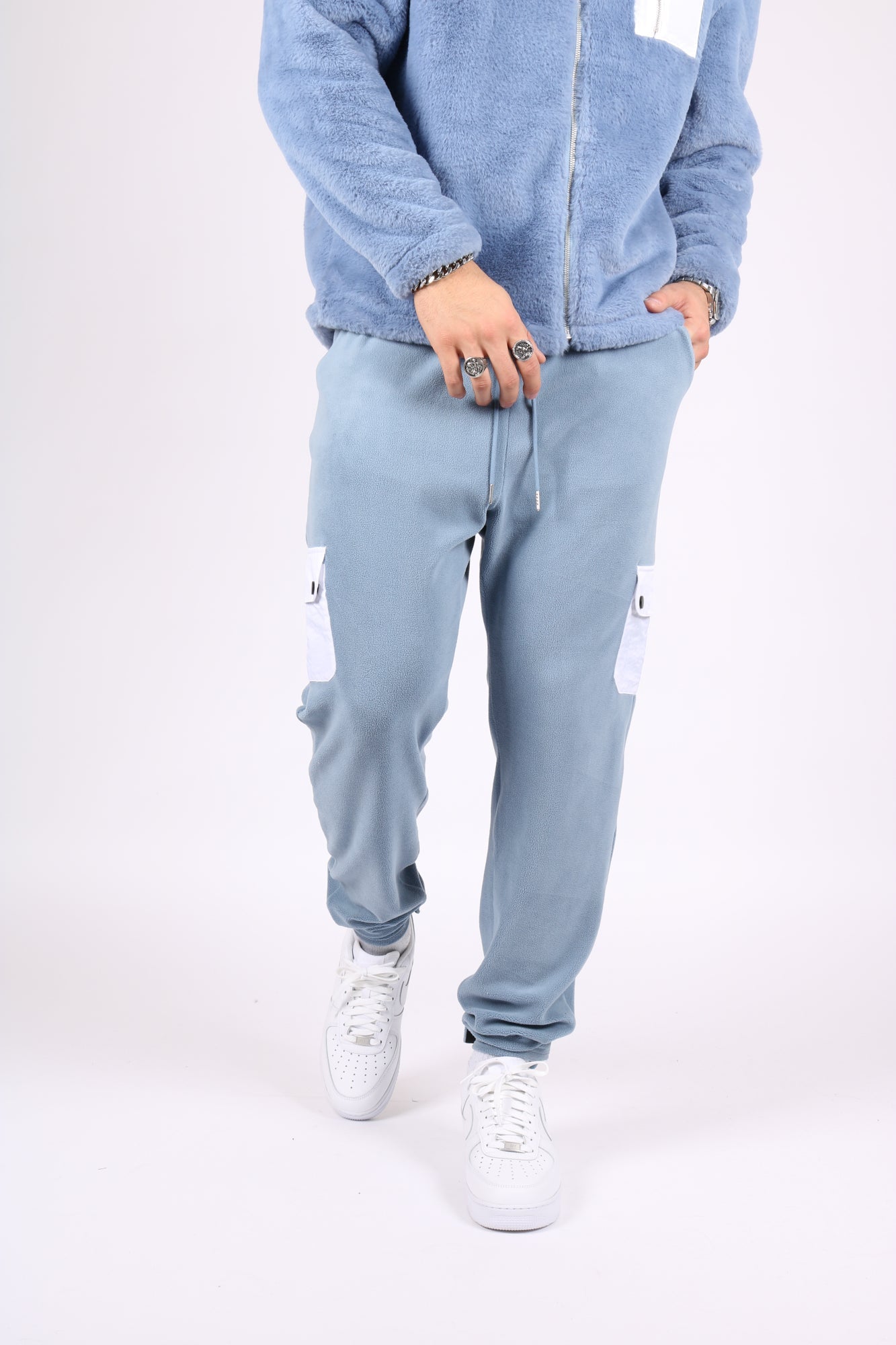 Baby Blue Utility Cargo Polar Fleece Joggers