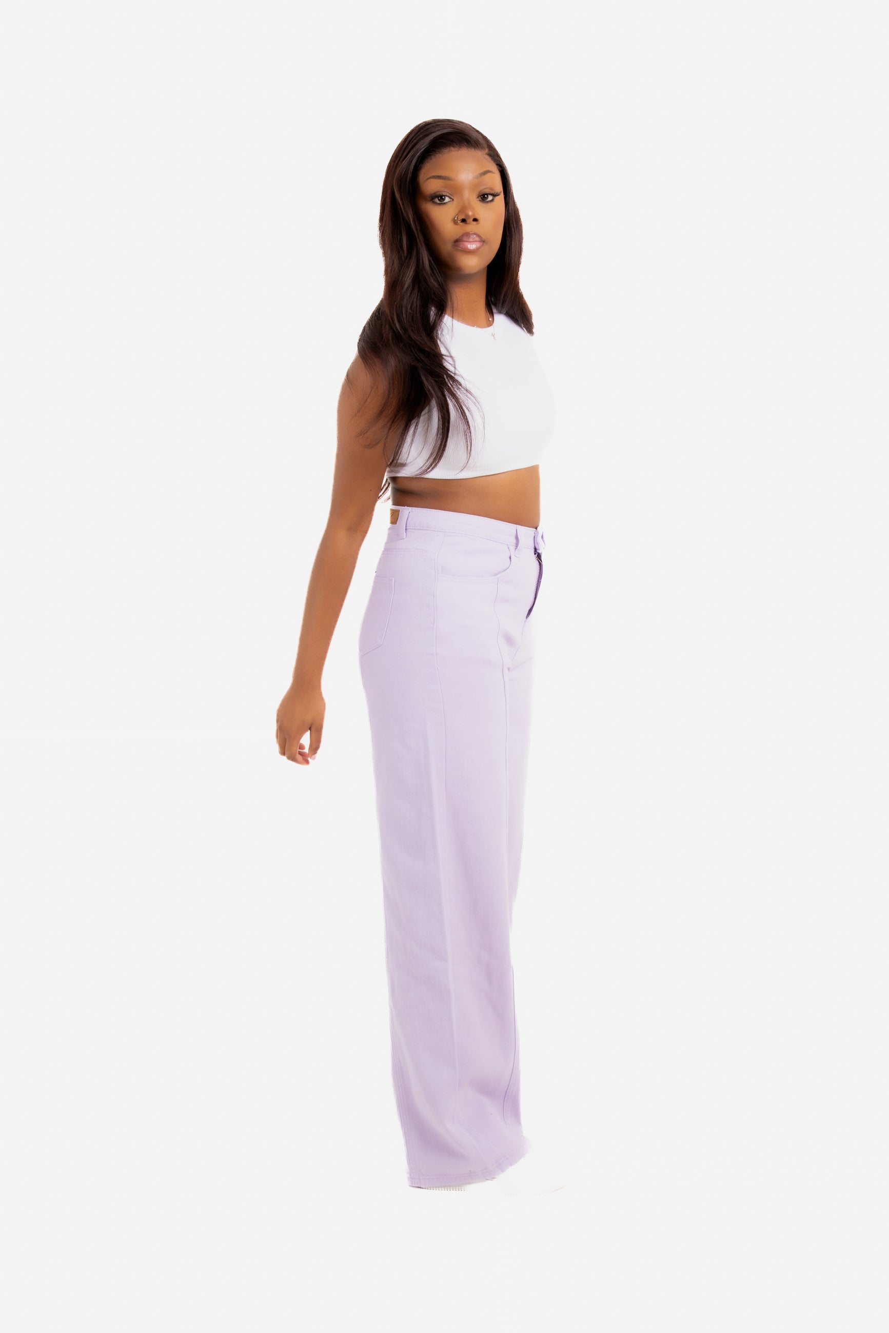 Cairo Wide Leg Jeans In Lilac