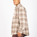 Oversized Long Sleeve Stone Flannel Shirt