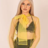 Yellow Sheer Organza Bow Blouse