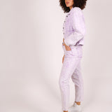 Outta Limits Oversized Utility Denim Jacket In Lilac Acid Wash