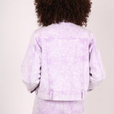 Outta Limits Oversized Utility Denim Jacket In Lilac Acid Wash