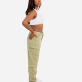 Relaxed Fit Cargo Trouser in Khaki Twill Denim