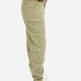 Relaxed Fit Cargo Trouser in Khaki Twill Denim