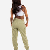 Relaxed Fit Cargo Trouser in Khaki Twill Denim