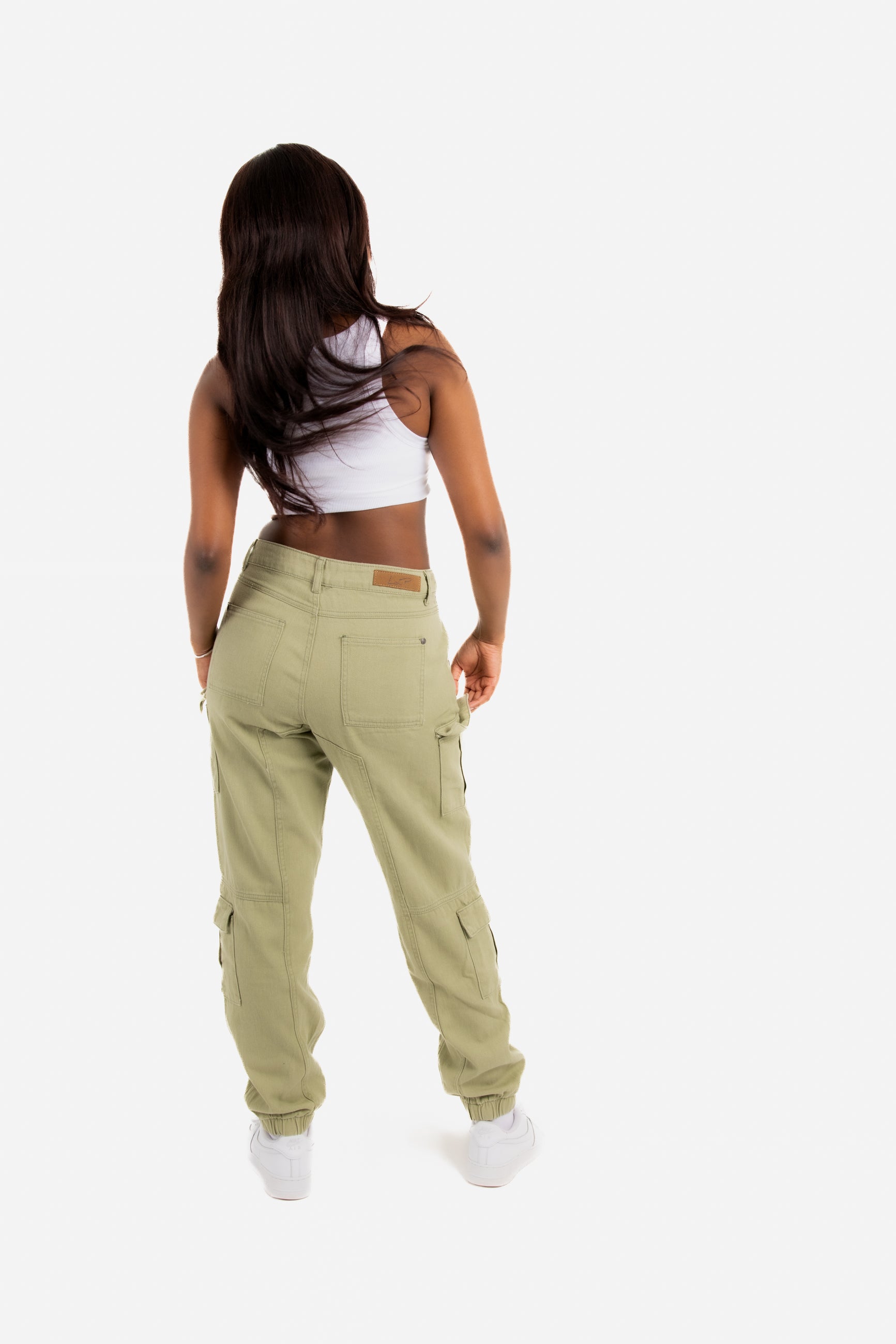 Relaxed Fit Cargo Trouser in Khaki Twill Denim