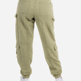 Relaxed Fit Cargo Trouser in Khaki Twill Denim