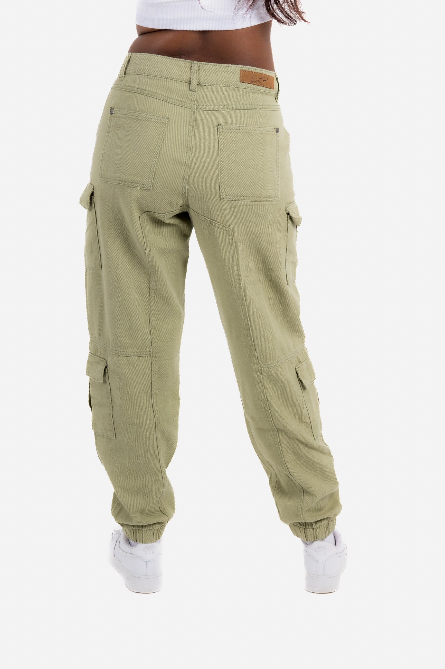 Relaxed Fit Cargo Trouser in Khaki Twill Denim