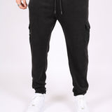 Black Polar Fleece Utility Cargo Joggers