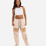 Stone & Beige Tech Utility Straight Leg Cargos