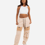 Stone & Beige Tech Utility Straight Leg Cargos